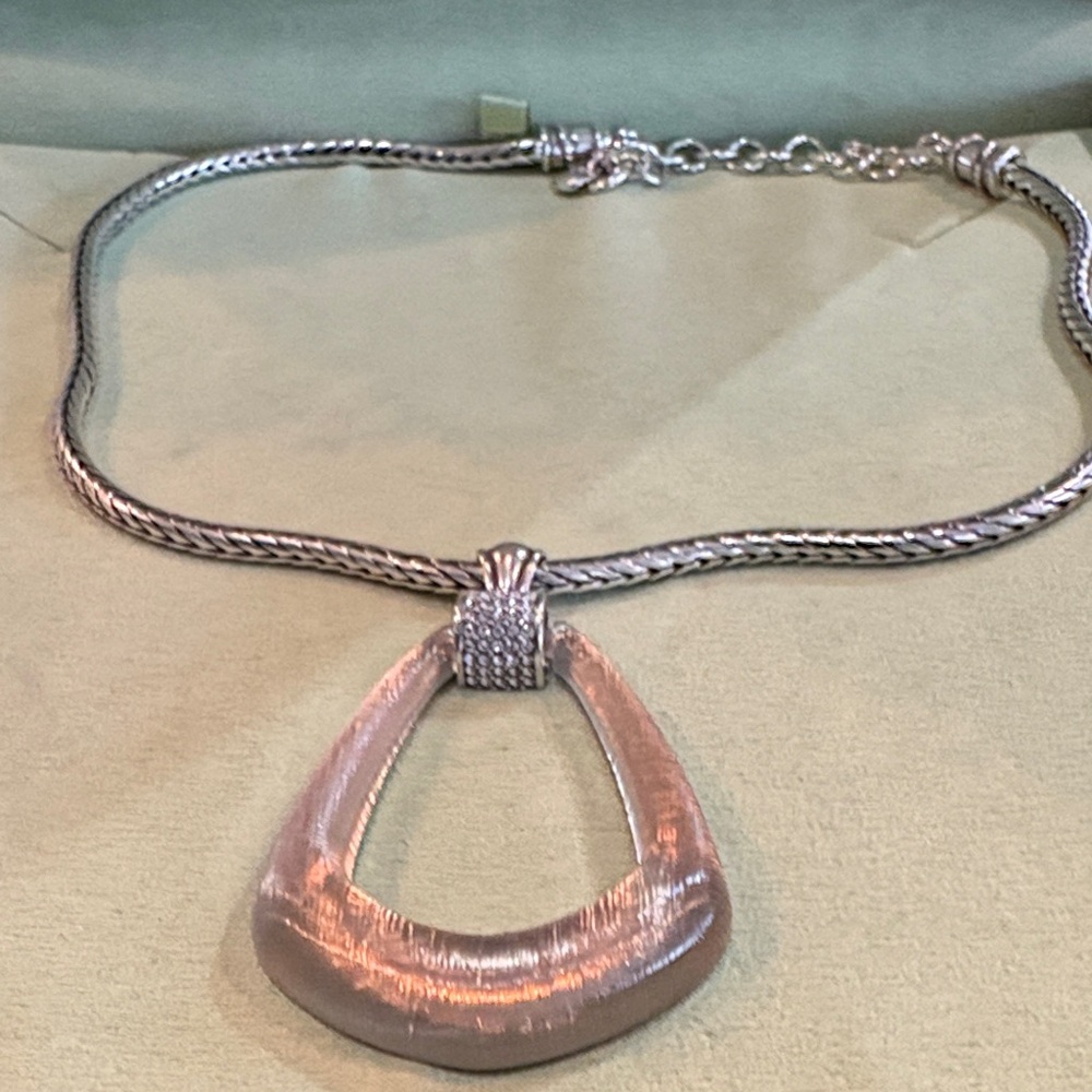 Brighton Silver Necklace with Textured Pendant